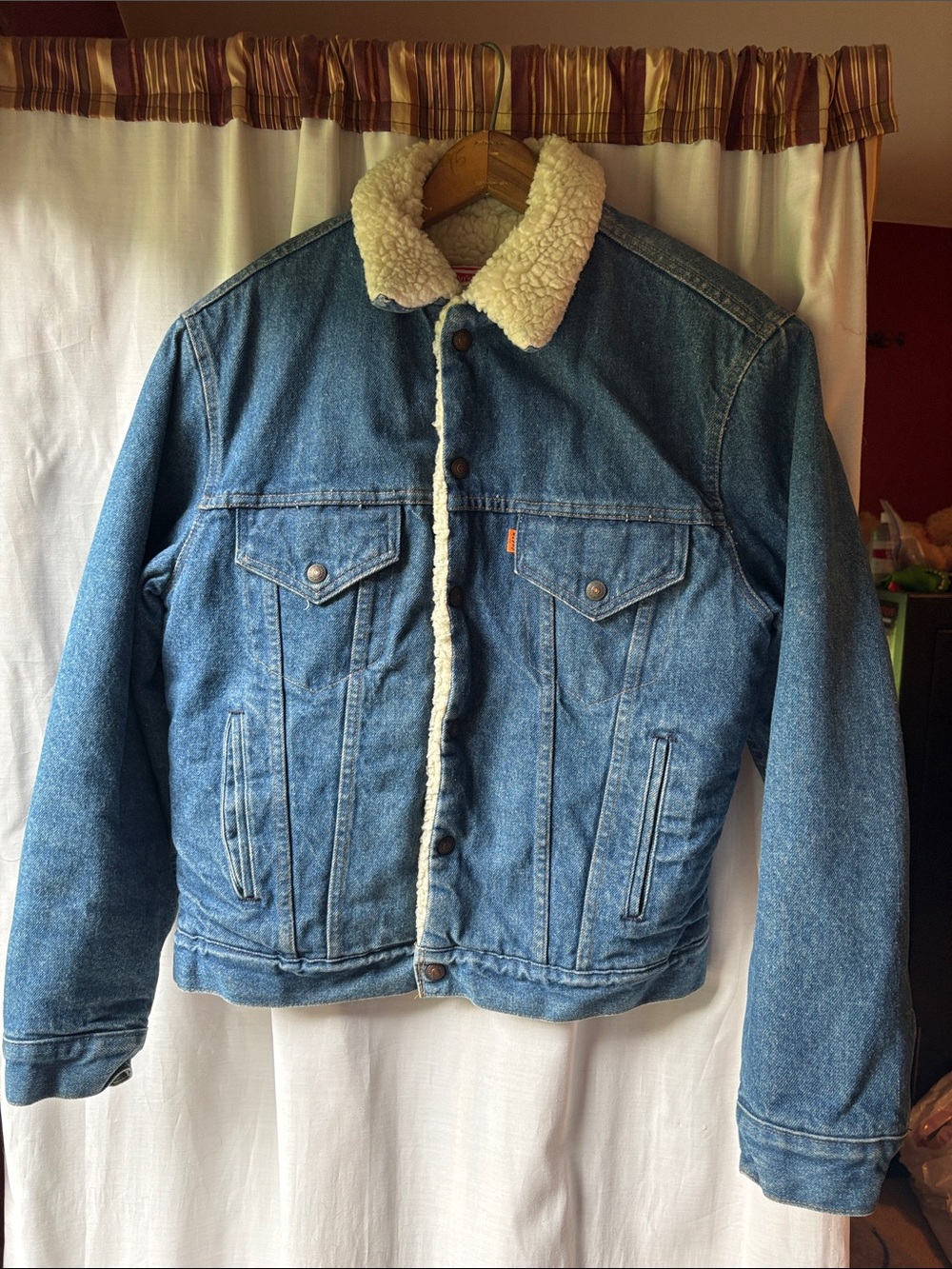 Levi's Blue Denim Sherpa-Trim Trucker Jacket